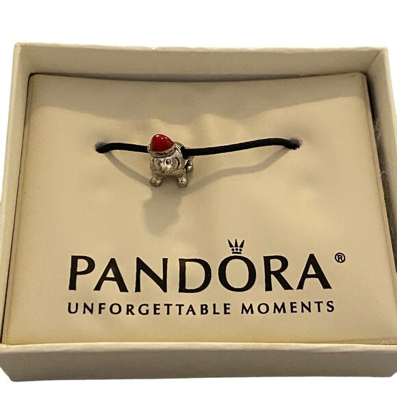 Retired Pandora Sterling Silver Red Enamel Christmas Puppy Dog Charm - Picture 13 of 13